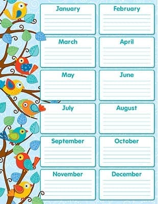 Classroom Birthday Chart Pictures